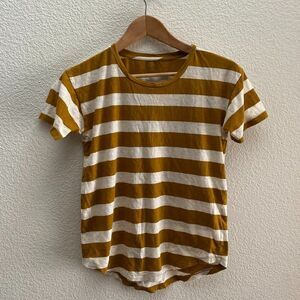 Madewell Mustard and White Striped Short Sleeve Tee